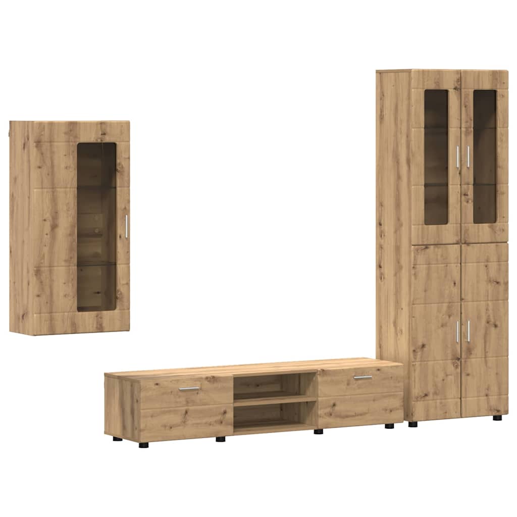 TV Cabinet Set FLORIN 3 pcs Artisan Oak Engineered Wood