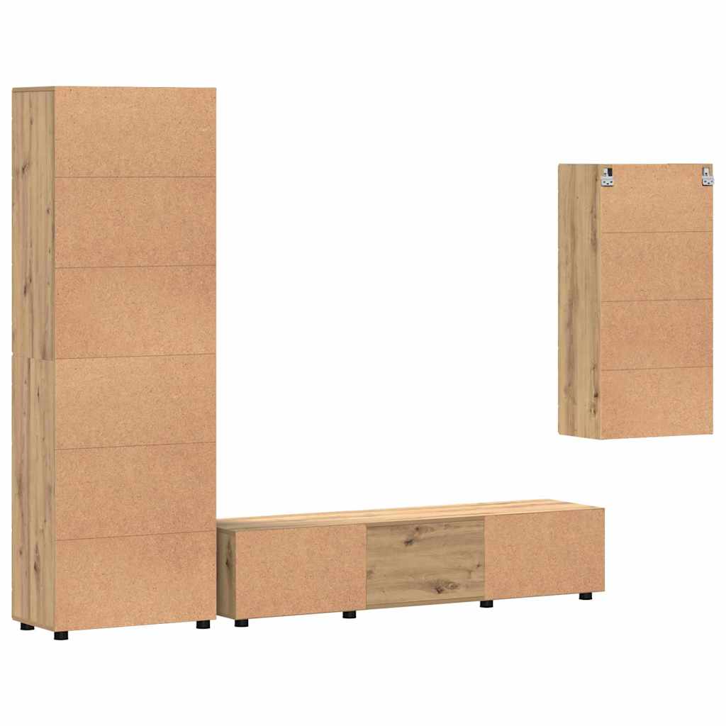 TV Cabinet Set FLORIN 3 pcs Artisan Oak Engineered Wood