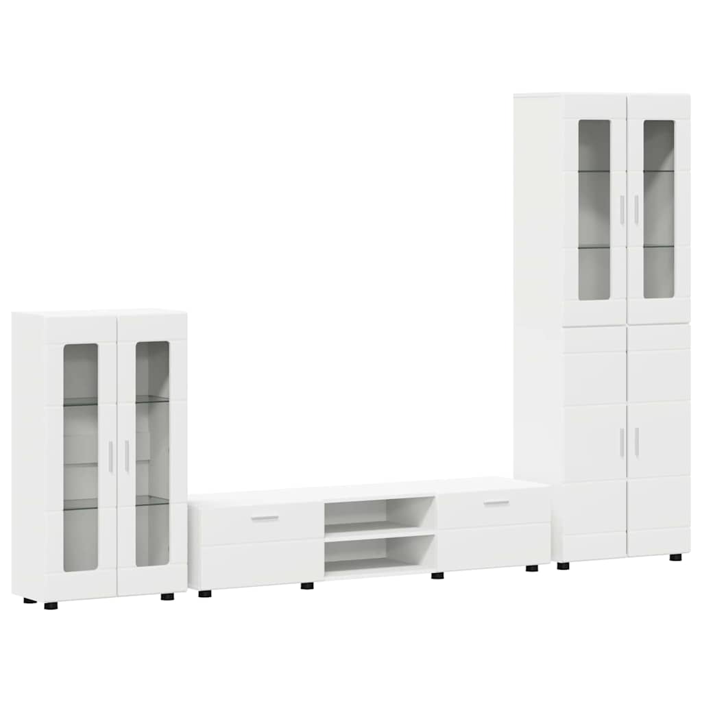 TV Cabinet Set with Drawer FLORIN 3 pcs White Engineered Wood
