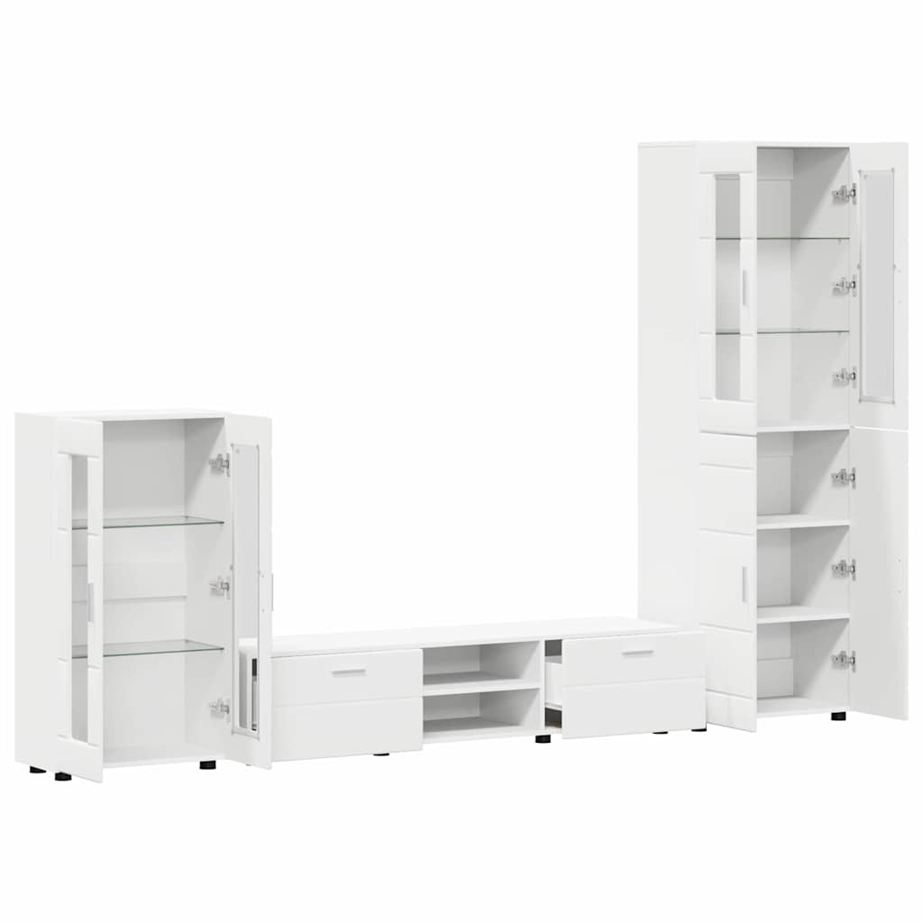 TV Cabinet Set with Drawer FLORIN 3 pcs White Engineered Wood