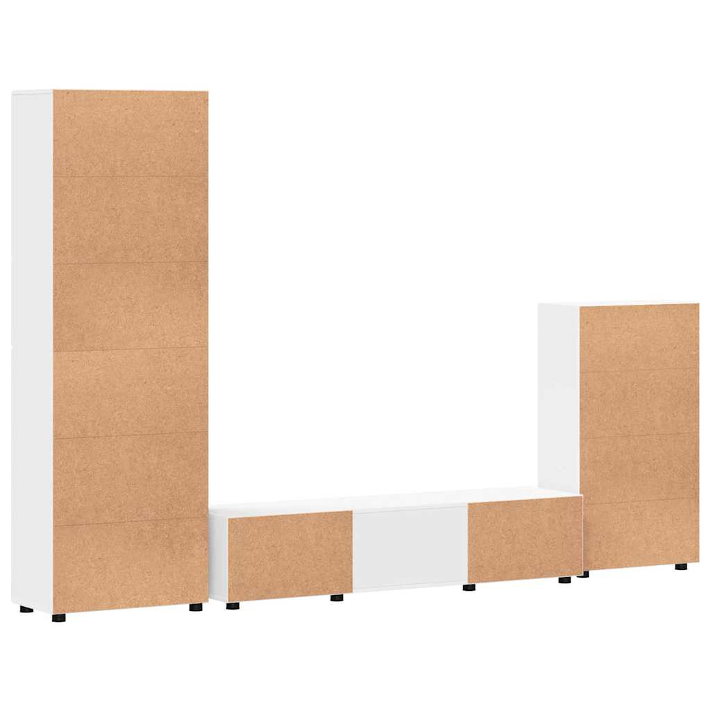 TV Cabinet Set with Drawer FLORIN 3 pcs White Engineered Wood