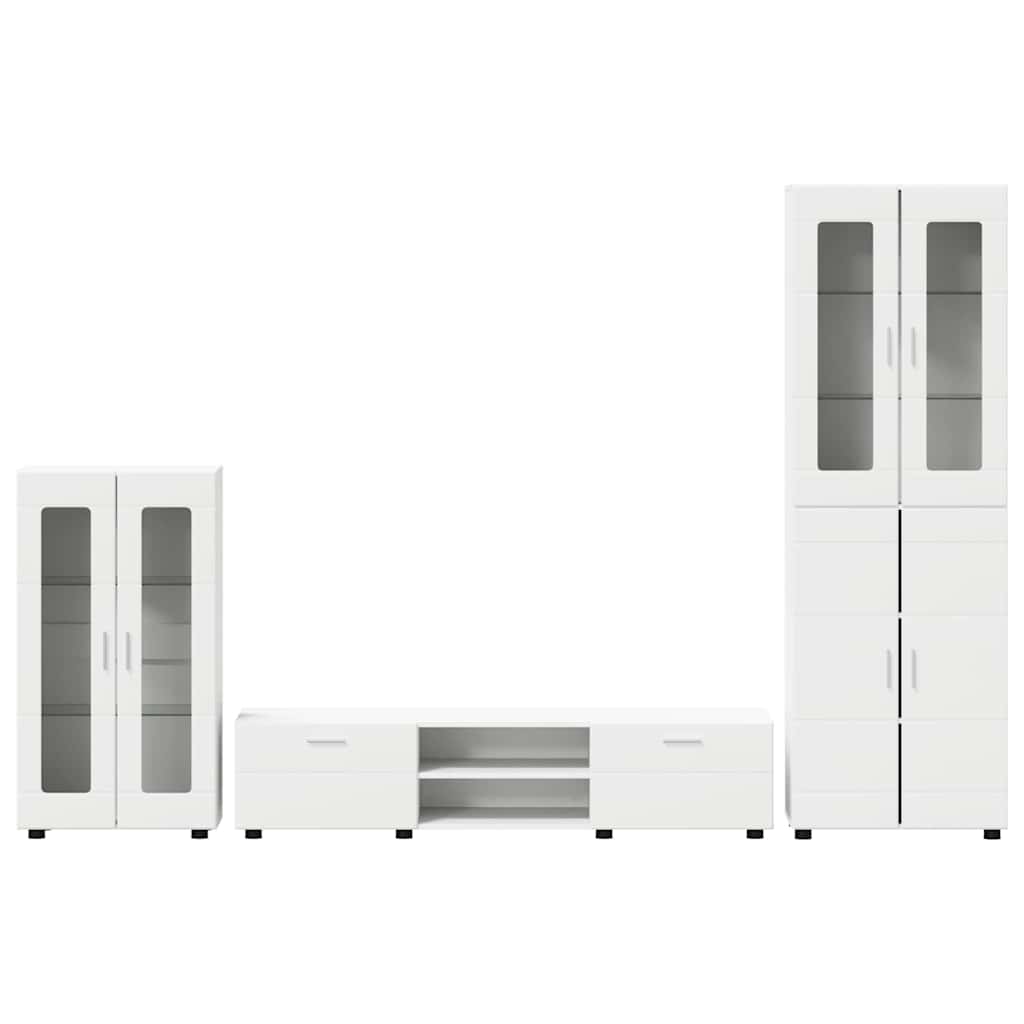 TV Cabinet Set with Drawer FLORIN 3 pcs White Engineered Wood