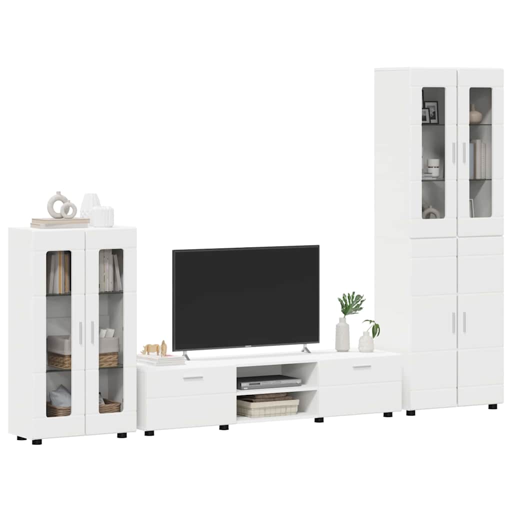 TV Cabinet Set with Drawer FLORIN 3 pcs White Engineered Wood