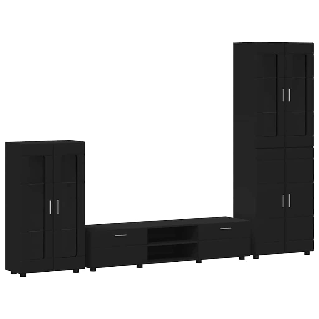 TV Cabinet Set with Drawer FLORIN 3 pcs Black Engineered Wood