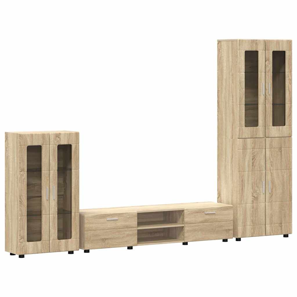 TV Cabinet Set FLORIN 3 pcs Sonoma Oak Engineered Wood