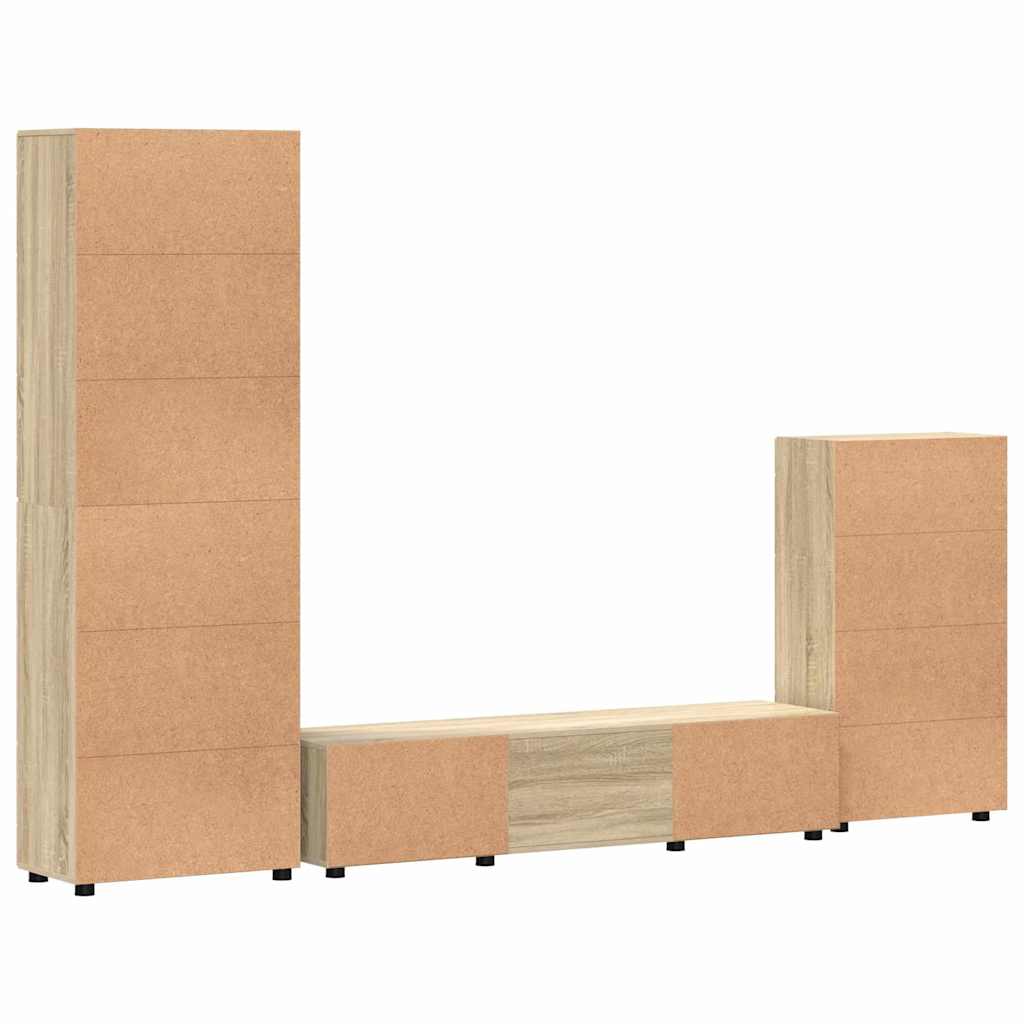 TV Cabinet Set FLORIN 3 pcs Sonoma Oak Engineered Wood