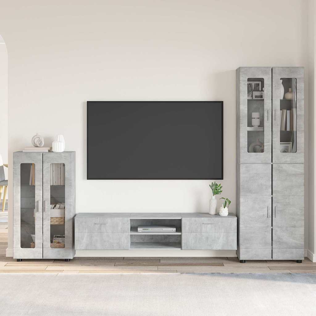 TV Cabinet Set FLORIN 3 pcs Concrete Grey Engineered Wood