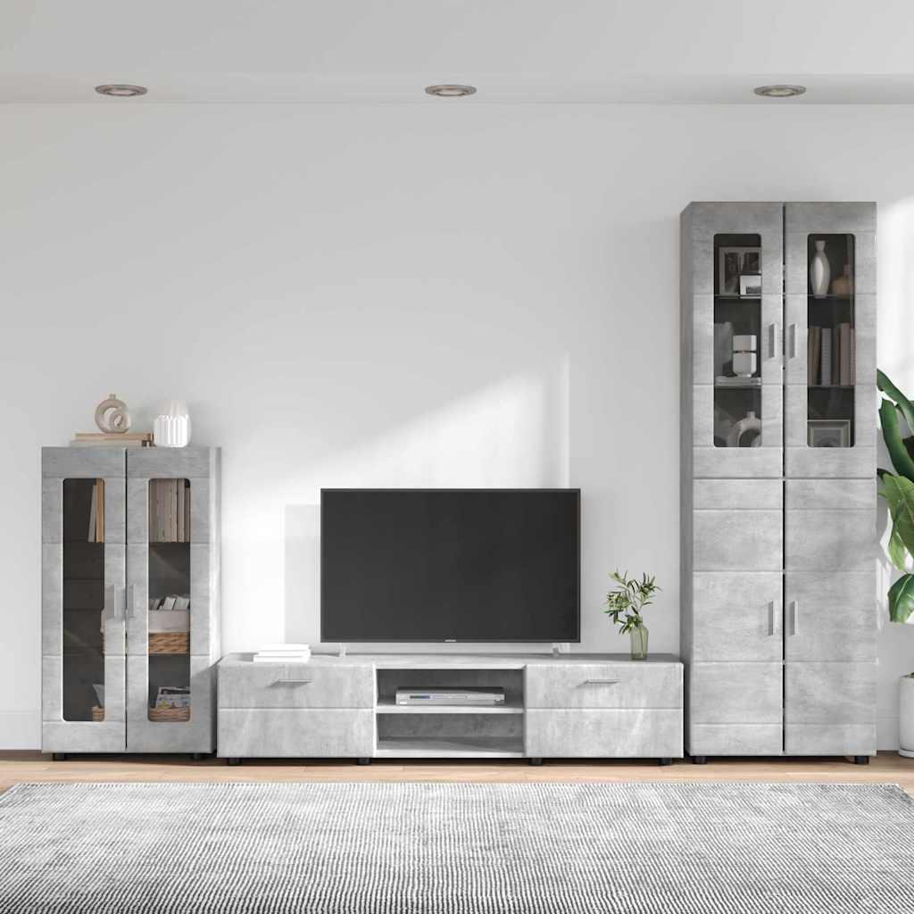 TV Cabinet Set FLORIN 3 pcs Concrete Grey Engineered Wood