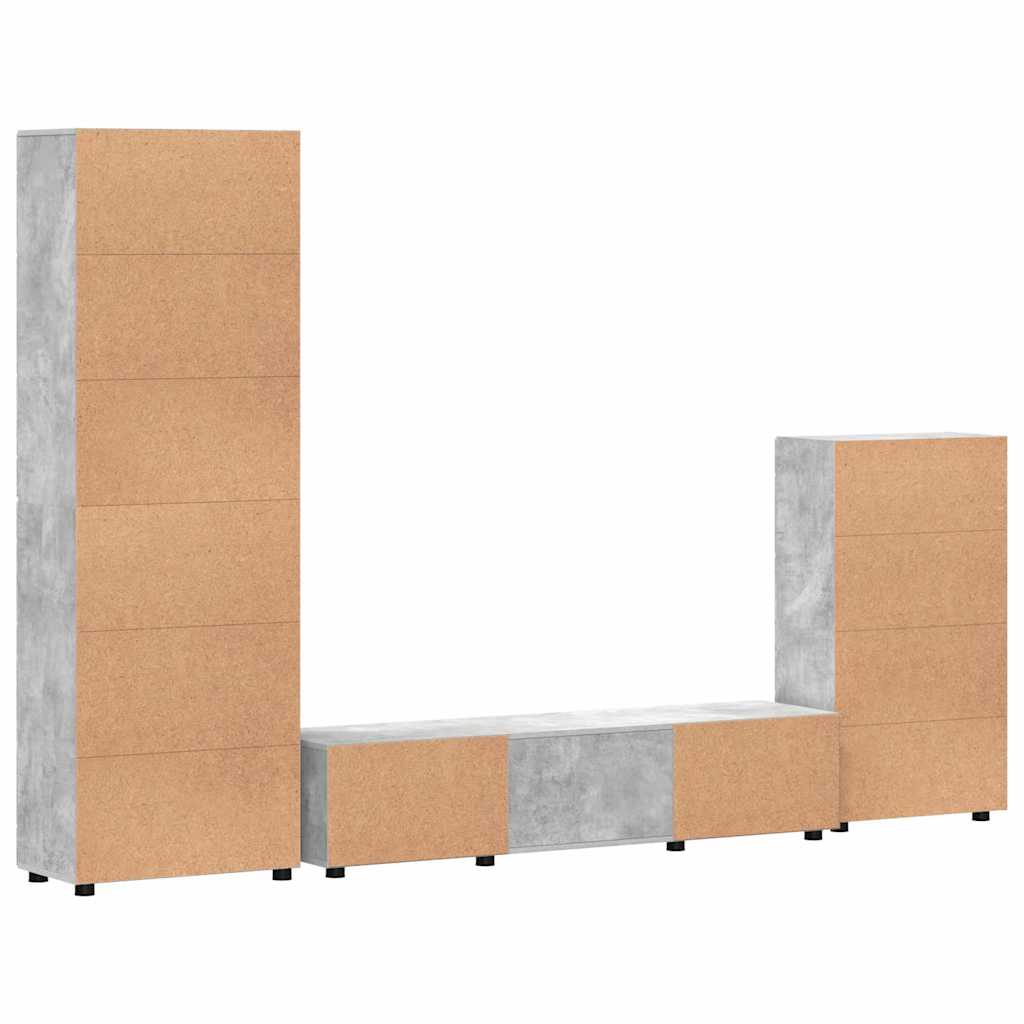 TV Cabinet Set FLORIN 3 pcs Concrete Grey Engineered Wood