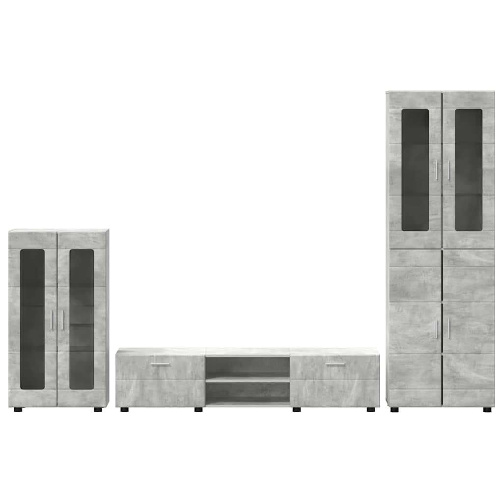 TV Cabinet Set FLORIN 3 pcs Concrete Grey Engineered Wood
