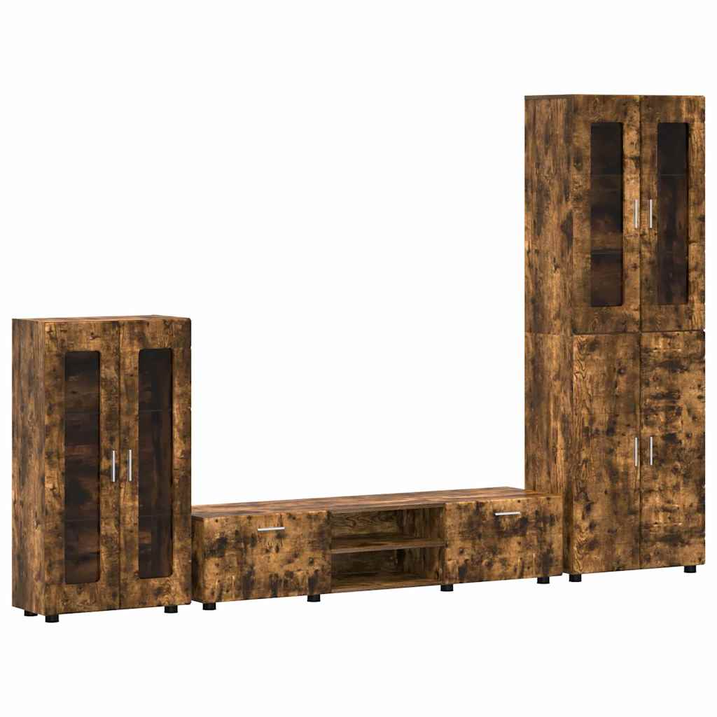 TV Cabinet Set FLORIN 3 pcs Smoked Oak Engineered Wood