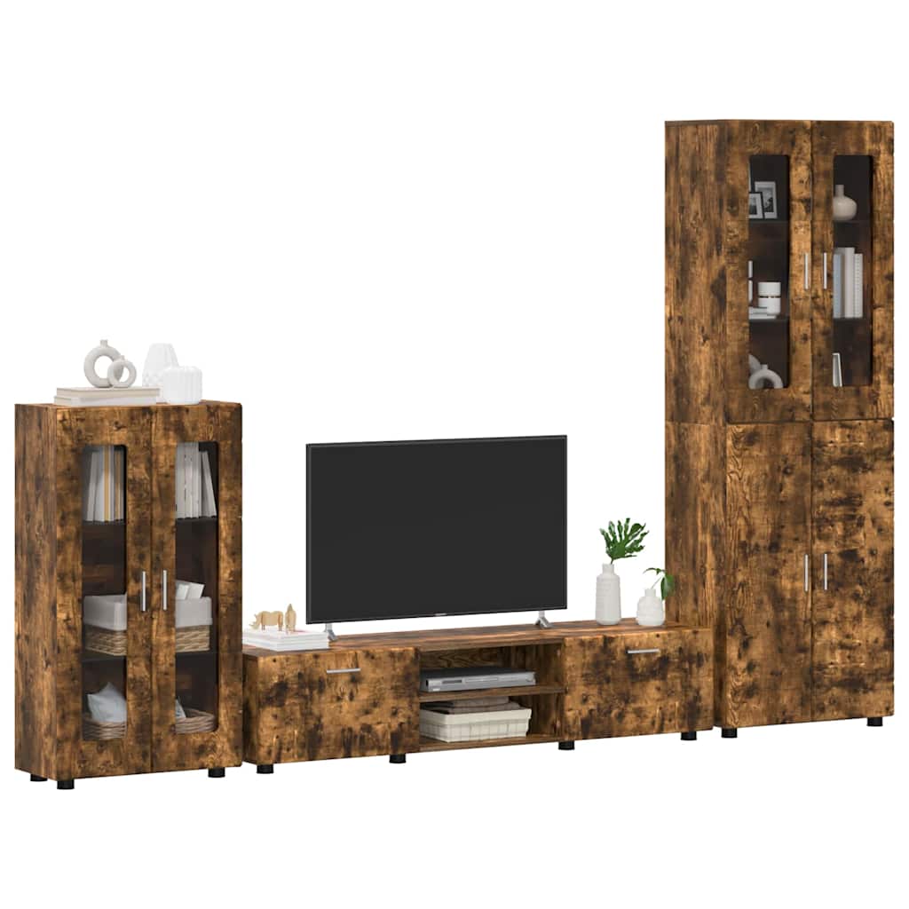 TV Cabinet Set FLORIN 3 pcs Smoked Oak Engineered Wood