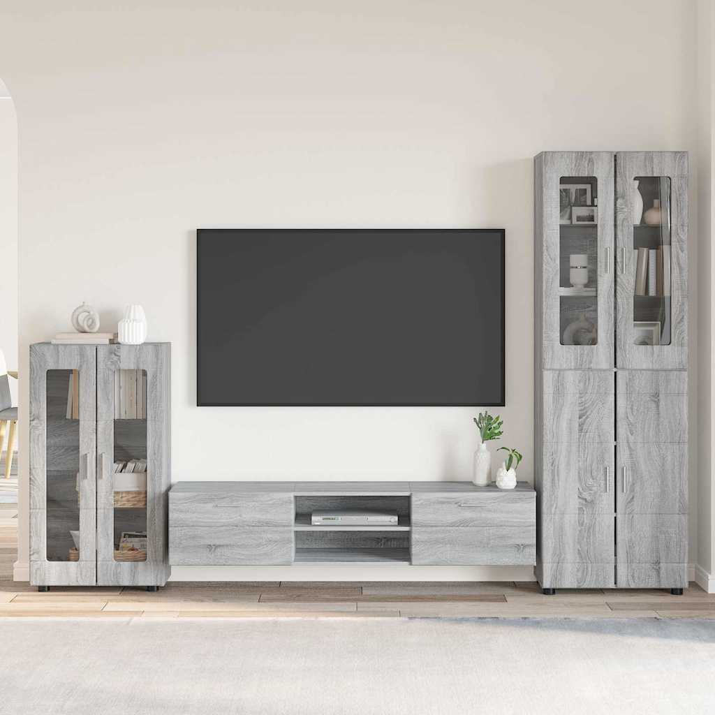 TV Cabinet Set FLORIN 3 pcs Grey Sonoma Engineered Wood