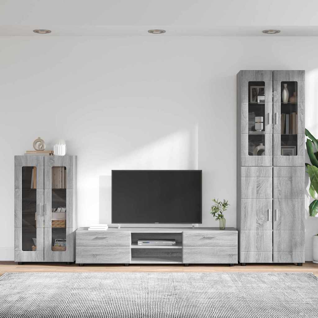 TV Cabinet Set FLORIN 3 pcs Grey Sonoma Engineered Wood