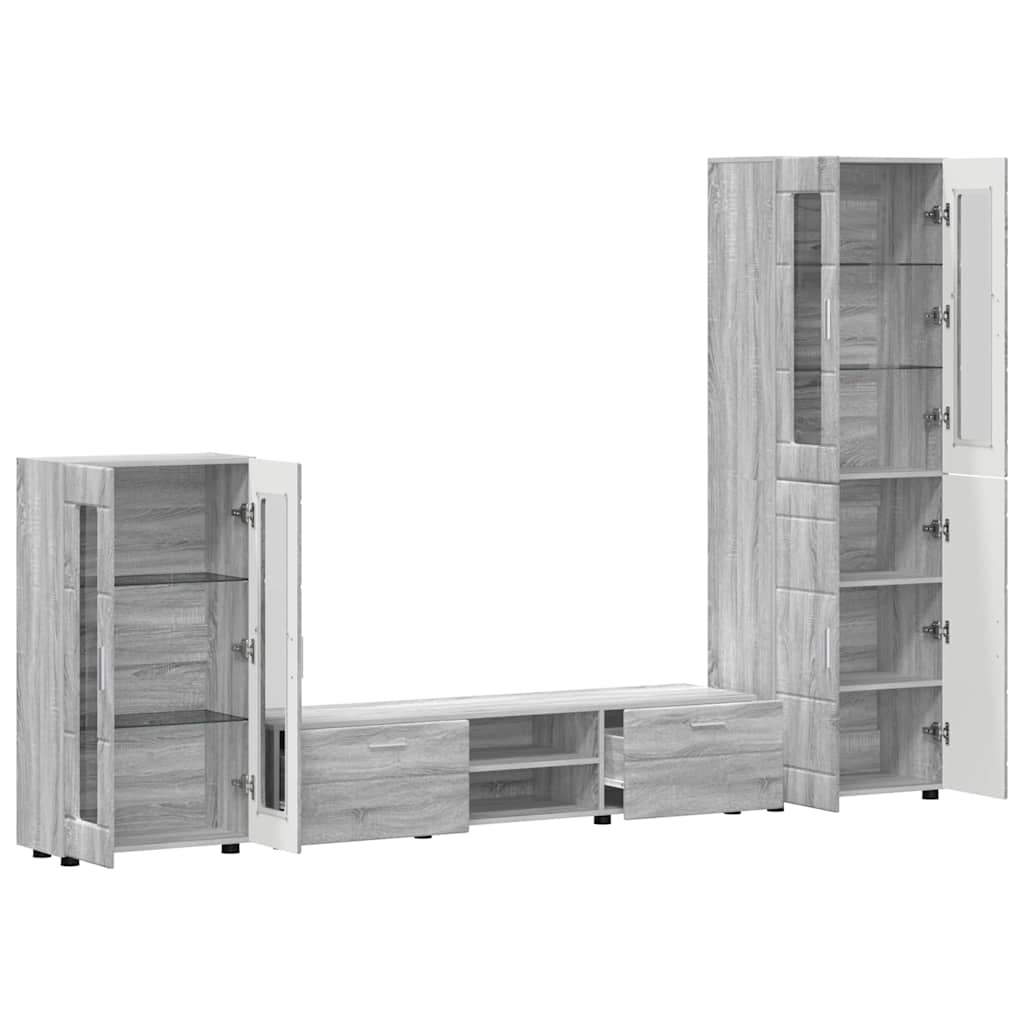 TV Cabinet Set FLORIN 3 pcs Grey Sonoma Engineered Wood