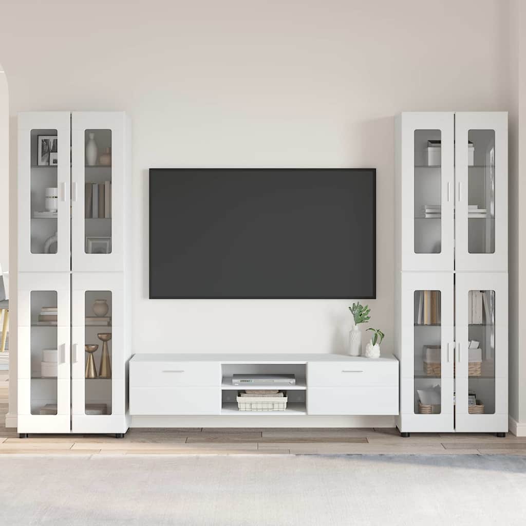 TV Cabinet Set with Drawer FLORIN 3 pcs White Engineered Wood