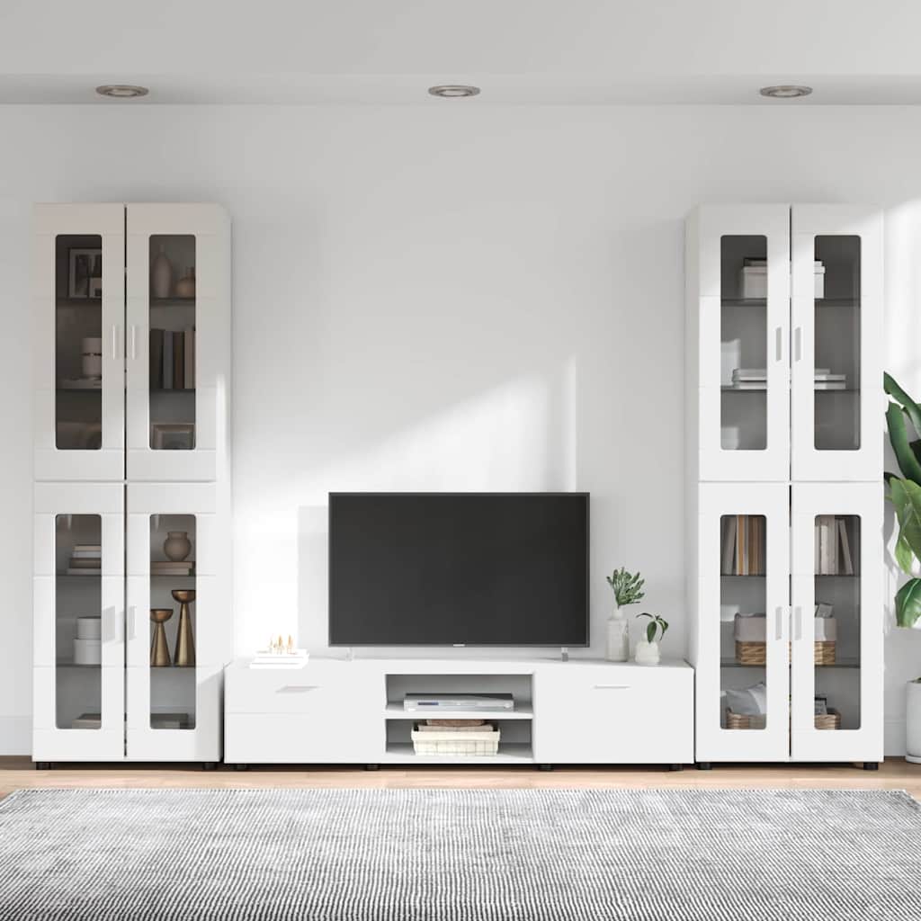 TV Cabinet Set with Drawer FLORIN 3 pcs White Engineered Wood