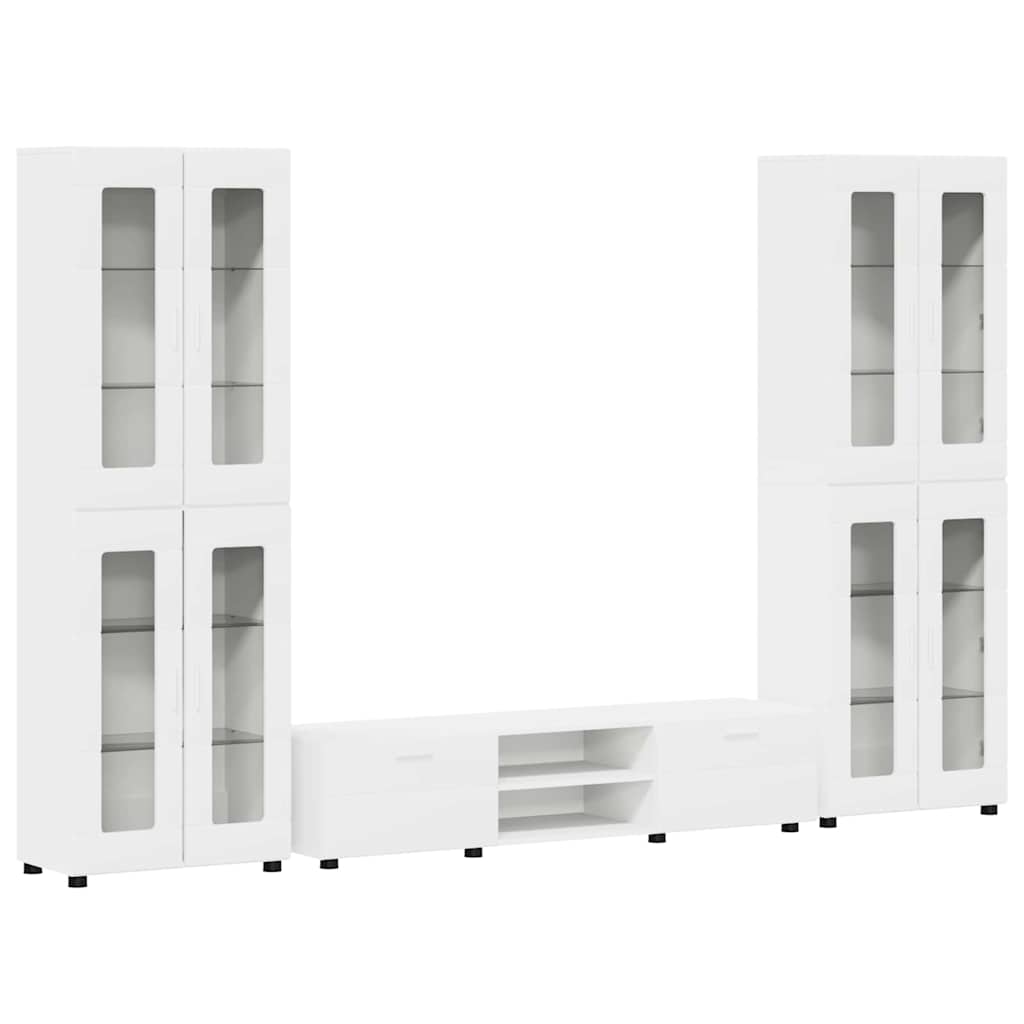 TV Cabinet Set with Drawer FLORIN 3 pcs White Engineered Wood