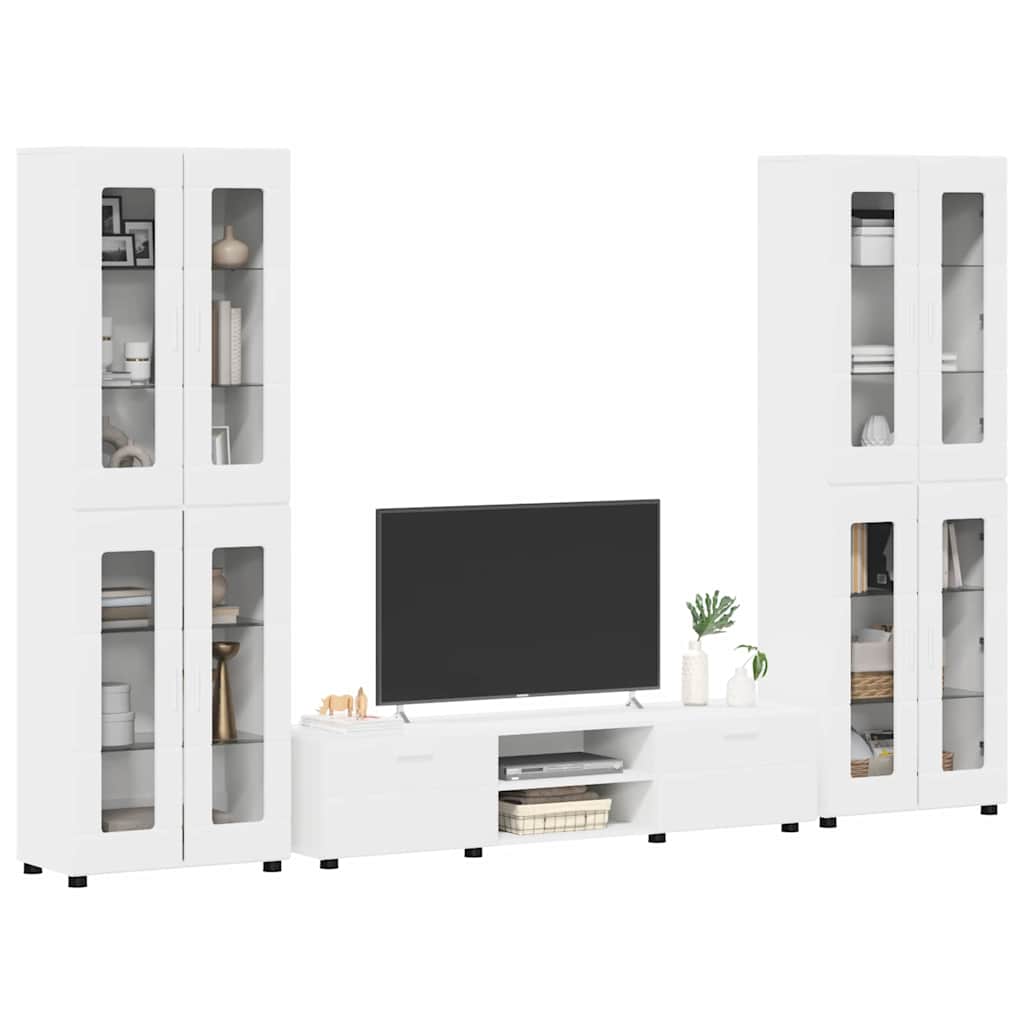 TV Cabinet Set with Drawer FLORIN 3 pcs White Engineered Wood