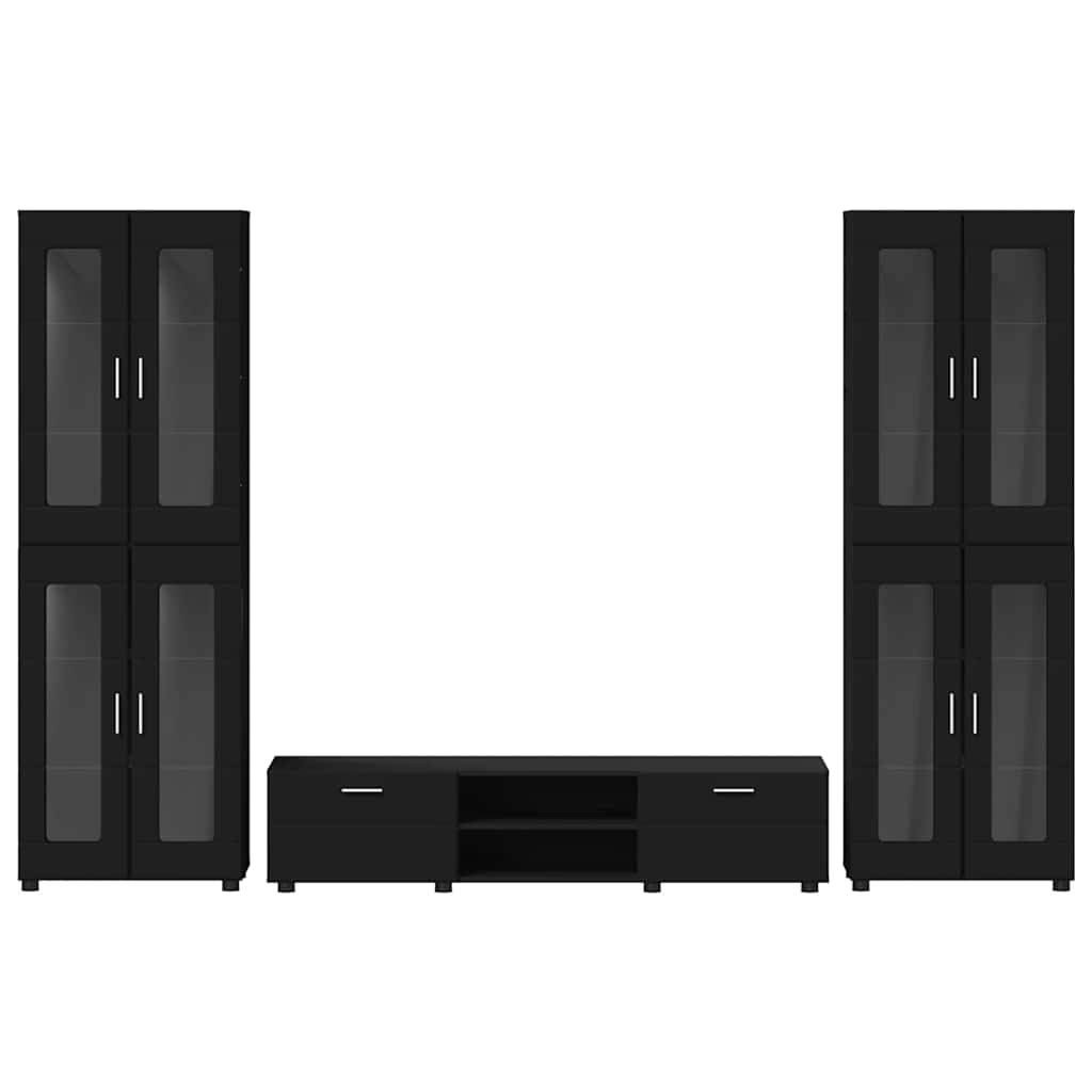 TV Cabinet Set with Drawer FLORIN 3 pcs Black Engineered Wood
