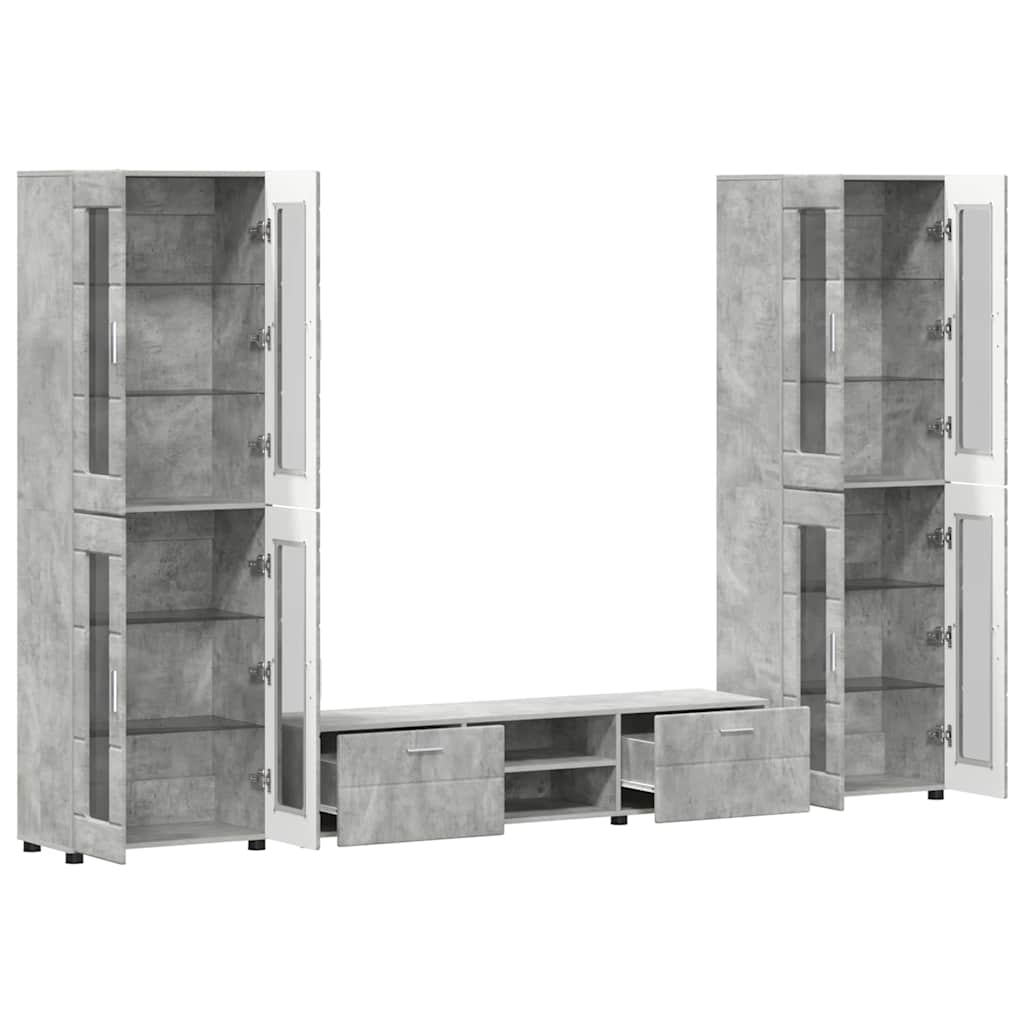 TV Cabinet Set FLORIN 3 pcs Concrete Grey Engineered Wood