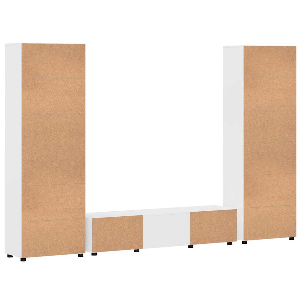 TV Cabinet Set FLORIN 3 pcs High Gloss White Engineered Wood