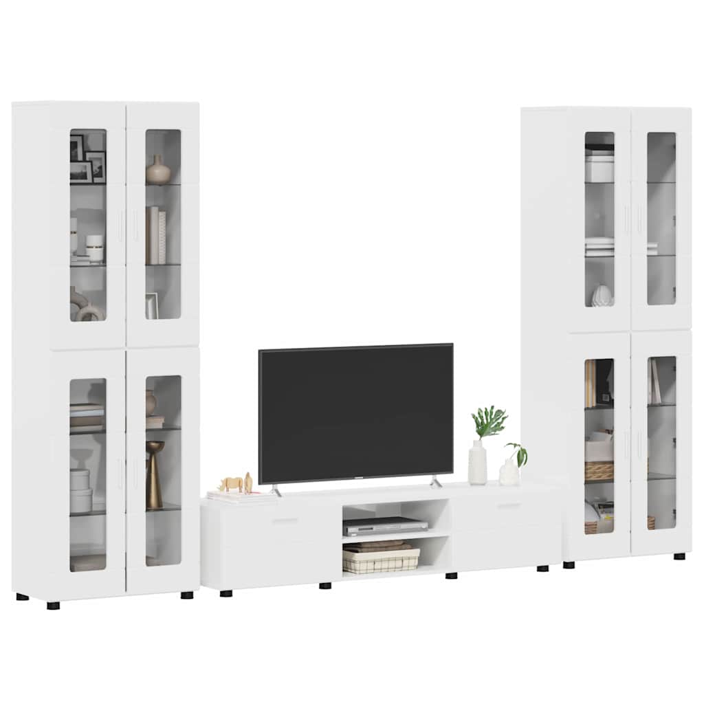 TV Cabinet Set FLORIN 3 pcs High Gloss White Engineered Wood
