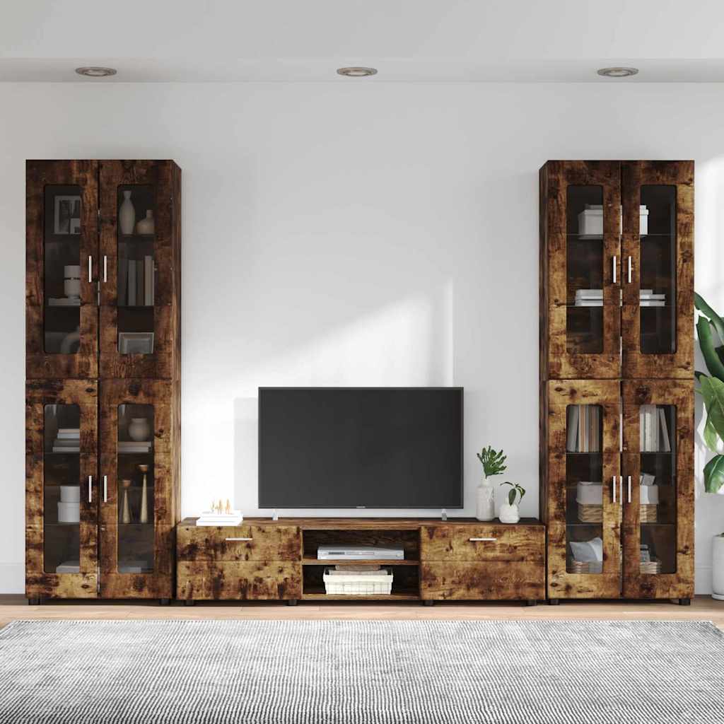 TV Cabinet Set FLORIN 3 pcs Smoked Oak Engineered Wood