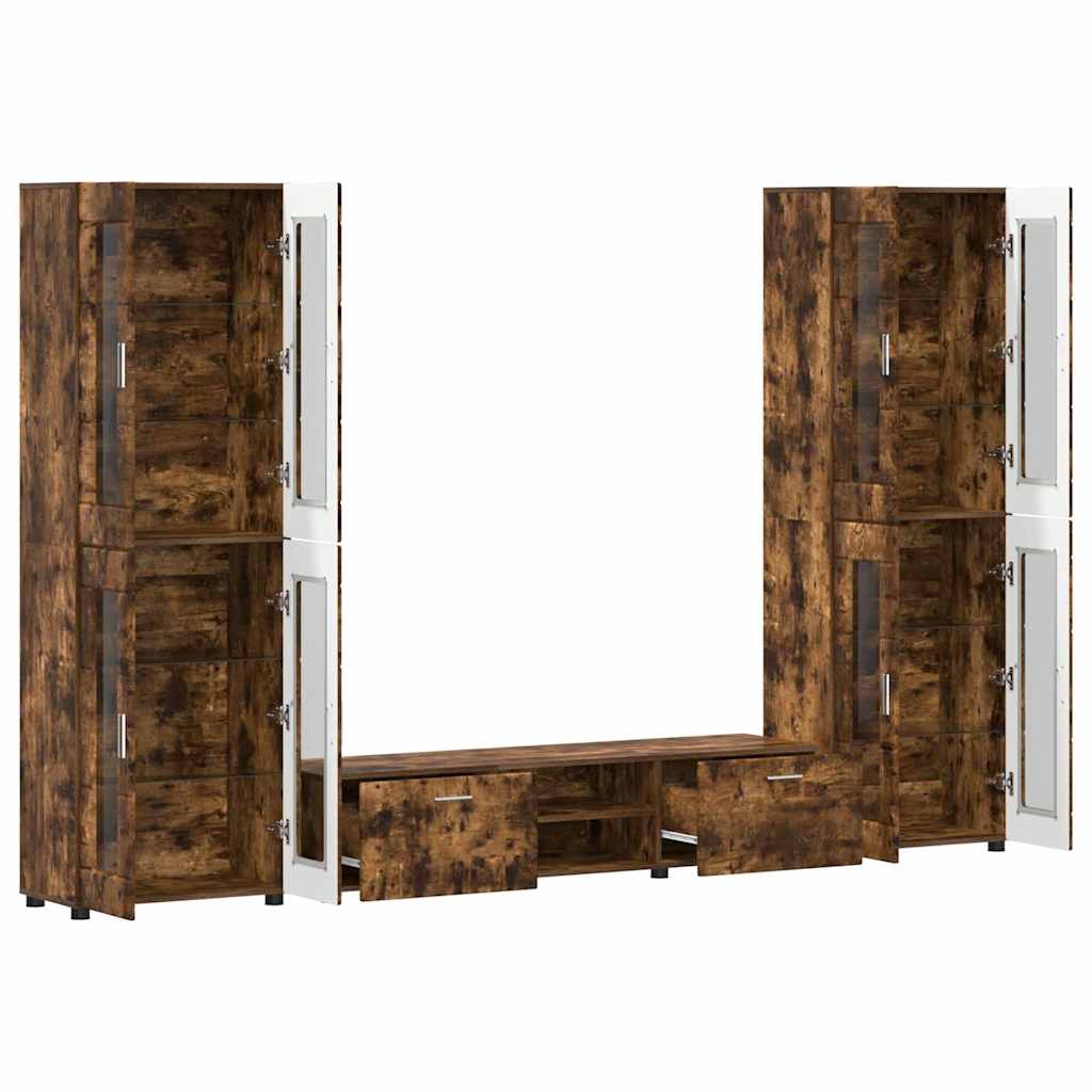 TV Cabinet Set FLORIN 3 pcs Smoked Oak Engineered Wood
