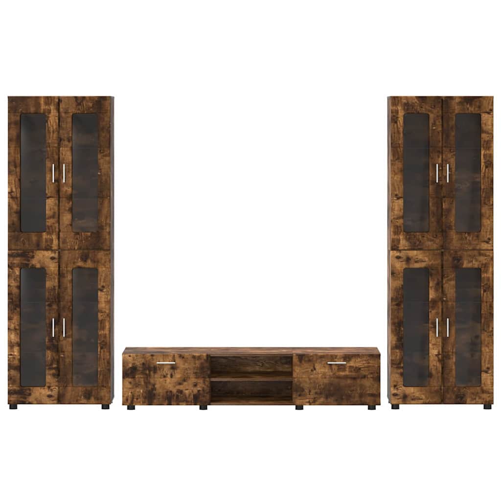 TV Cabinet Set FLORIN 3 pcs Smoked Oak Engineered Wood