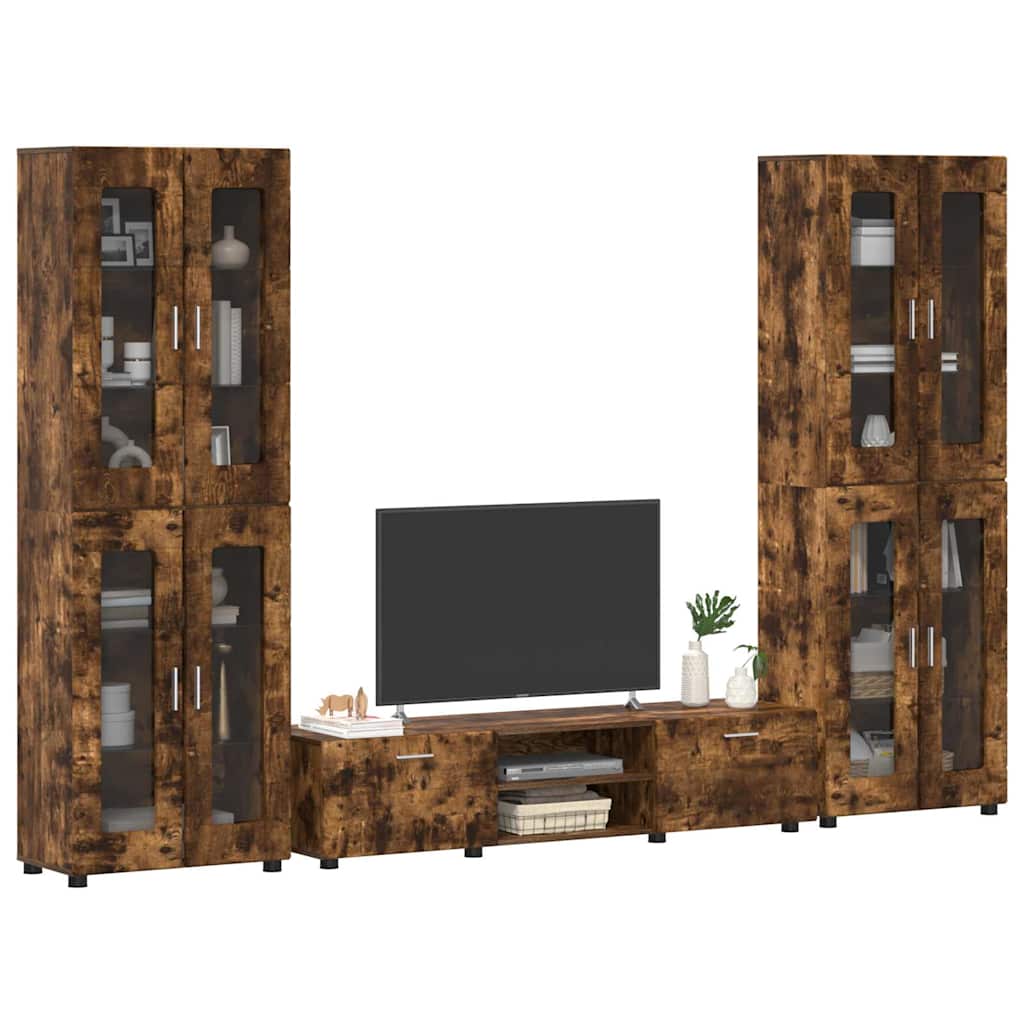 TV Cabinet Set FLORIN 3 pcs Smoked Oak Engineered Wood