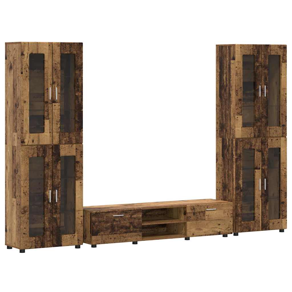 TV Cabinet Set with Shelf FLORIN 3 pcs Old Wood Engineered Wood