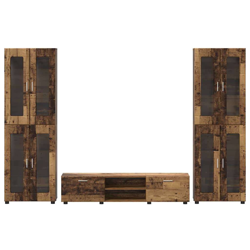 TV Cabinet Set with Shelf FLORIN 3 pcs Old Wood Engineered Wood