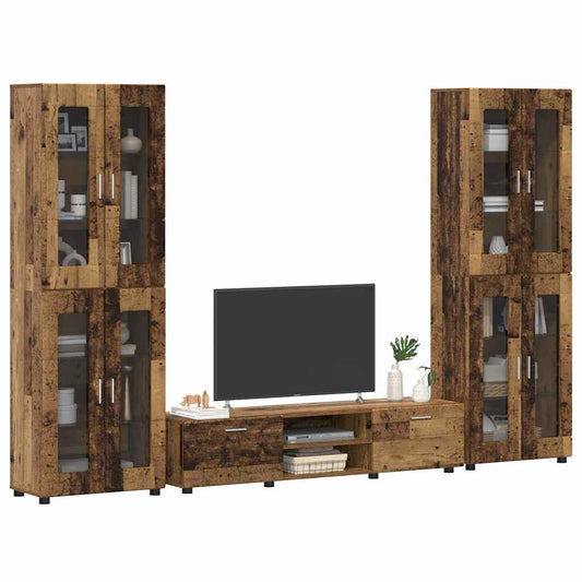 TV Cabinet Set with Shelf FLORIN 3 pcs Old Wood Engineered Wood