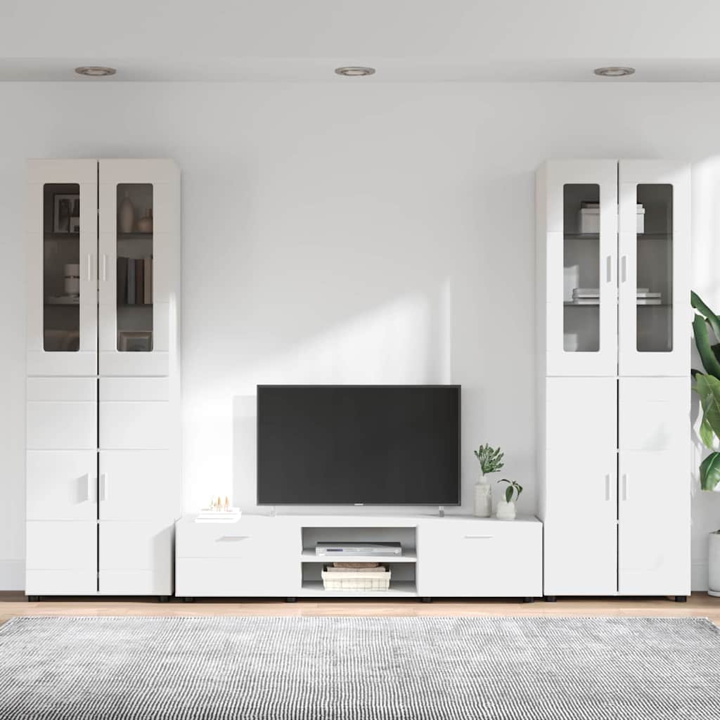 TV Cabinet Set with Drawer FLORIN 3 pcs White Engineered Wood