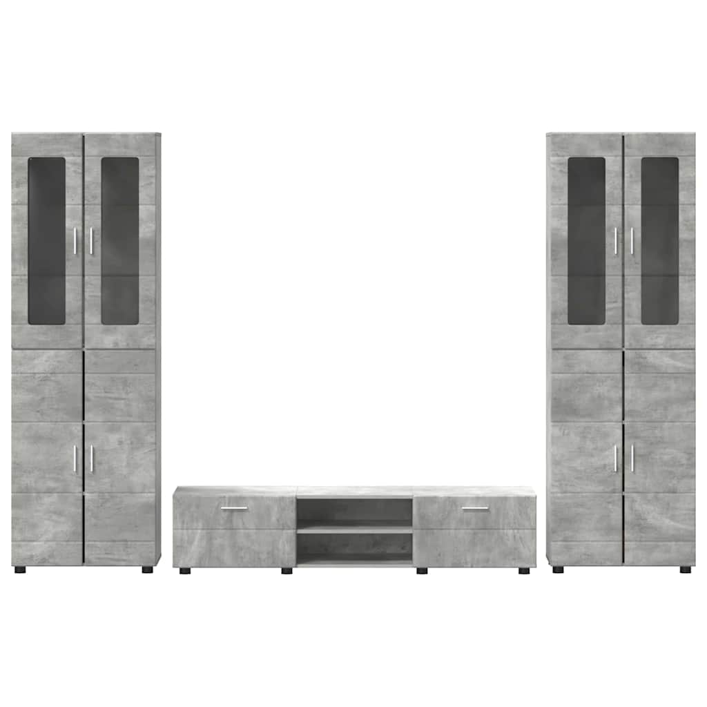 TV Cabinet Set FLORIN 3 pcs Concrete Grey Engineered Wood