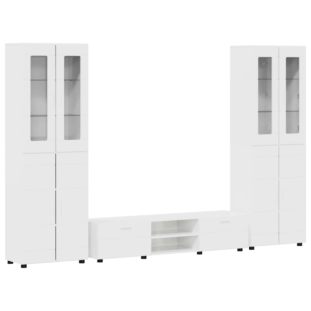 TV Cabinet Set FLORIN 3 pcs High Gloss White Engineered Wood