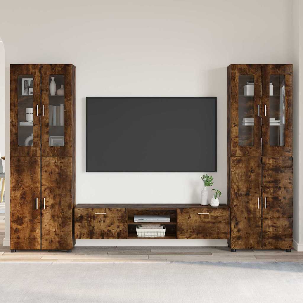 TV Cabinet Set FLORIN 3 pcs Smoked Oak Engineered Wood