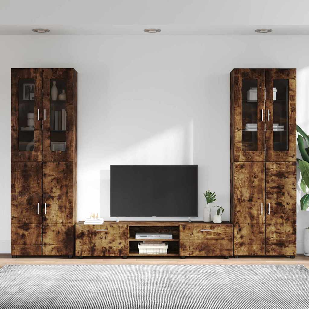 TV Cabinet Set FLORIN 3 pcs Smoked Oak Engineered Wood