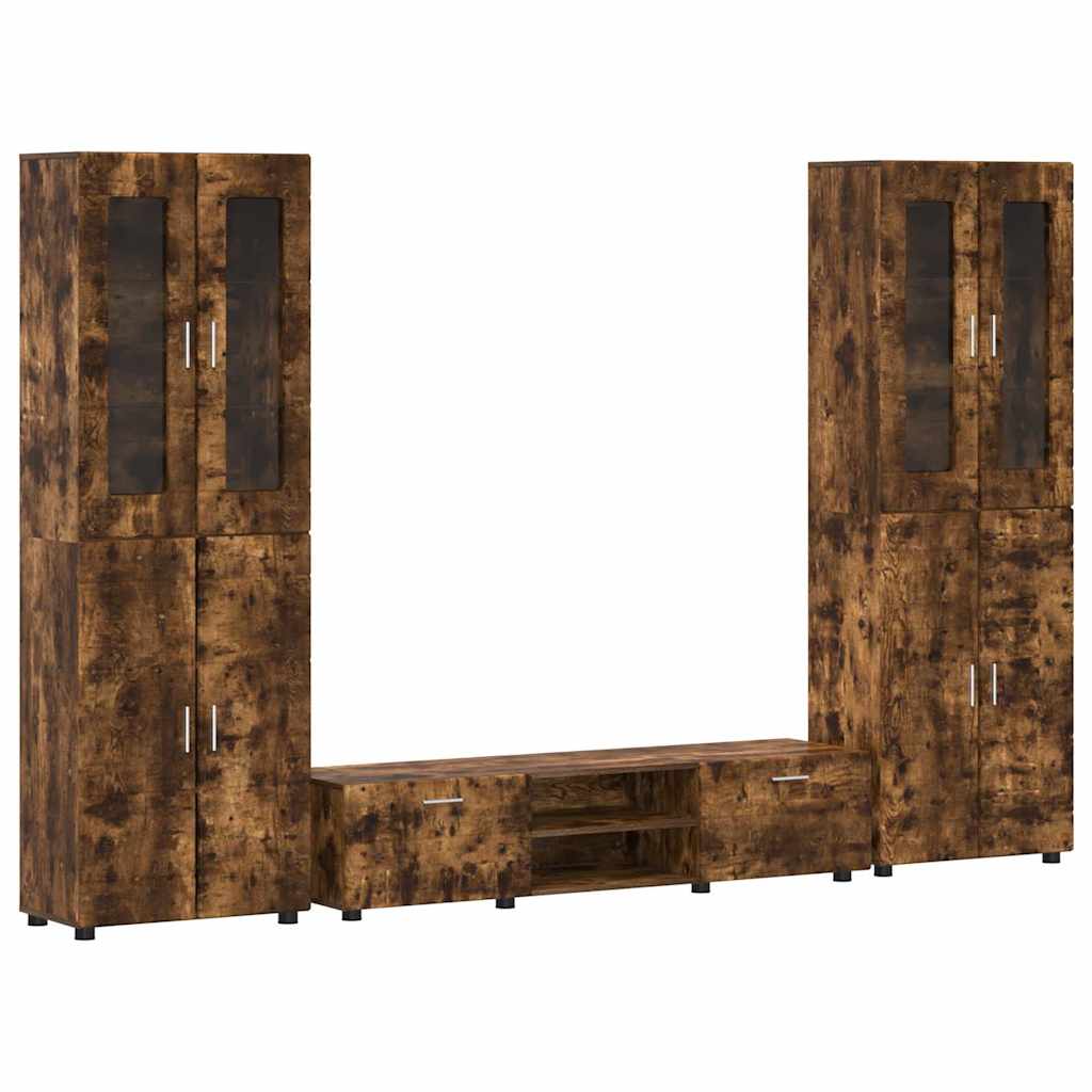 TV Cabinet Set FLORIN 3 pcs Smoked Oak Engineered Wood