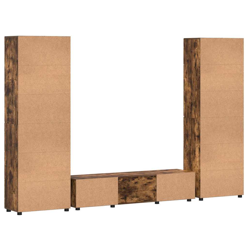 TV Cabinet Set FLORIN 3 pcs Smoked Oak Engineered Wood