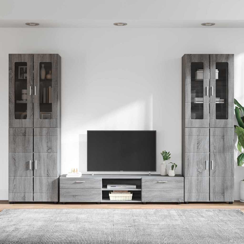 TV Cabinet Set FLORIN 3 pcs Grey Sonoma Engineered Wood
