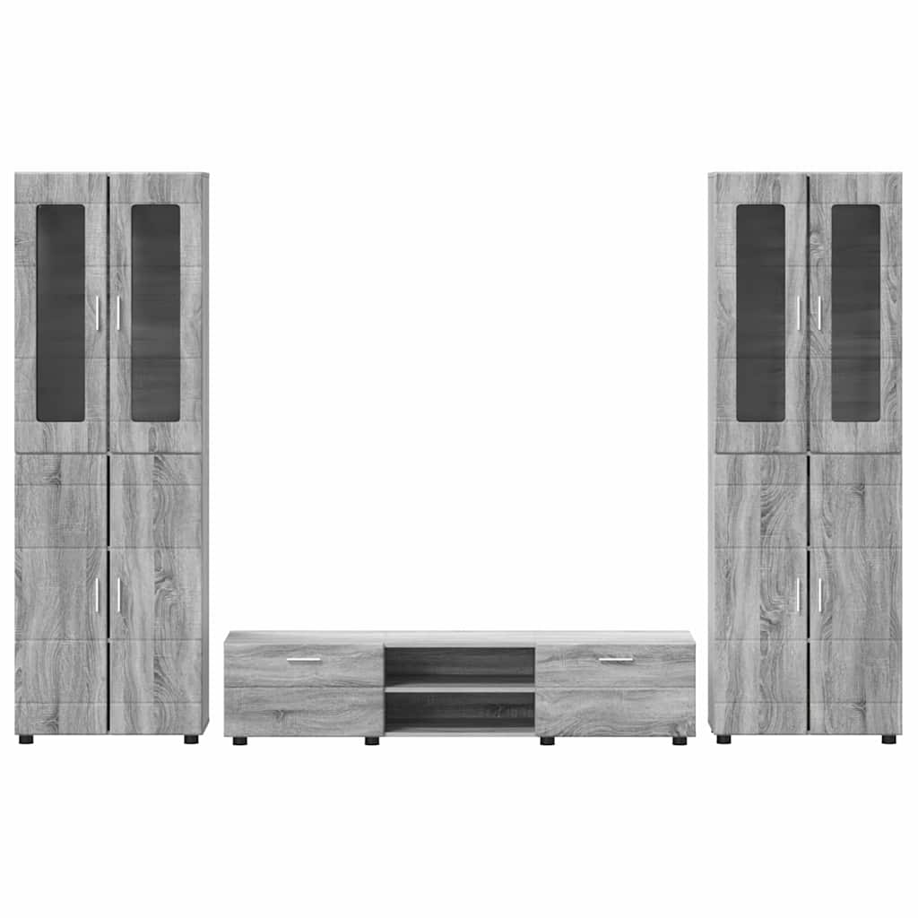 TV Cabinet Set FLORIN 3 pcs Grey Sonoma Engineered Wood