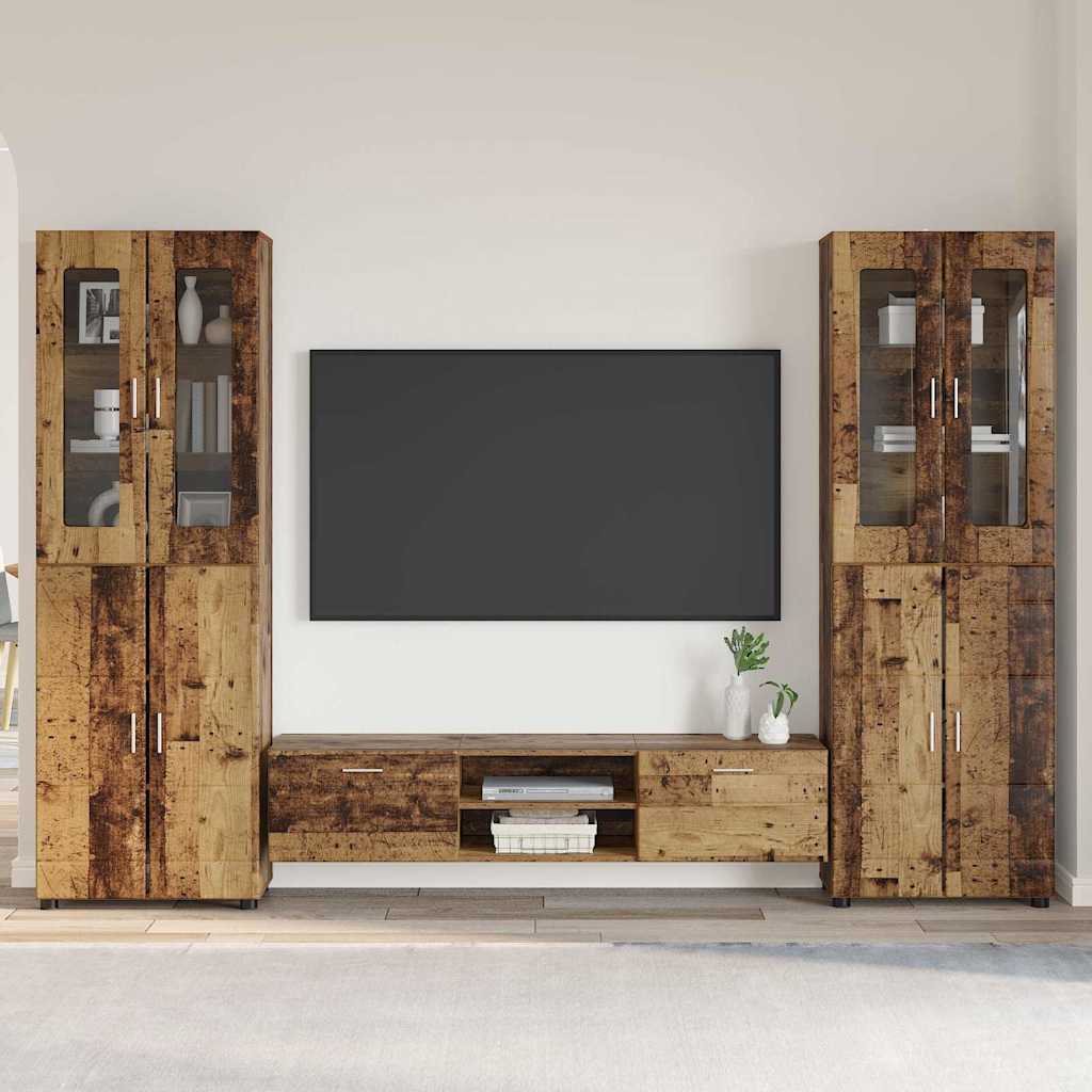 TV Cabinet Set with Shelf FLORIN 3 pcs Old Wood Engineered Wood
