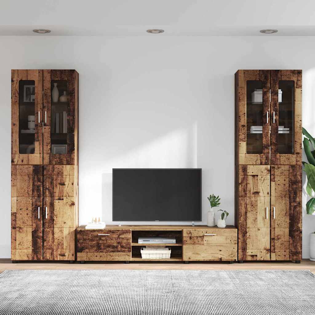 TV Cabinet Set with Shelf FLORIN 3 pcs Old Wood Engineered Wood