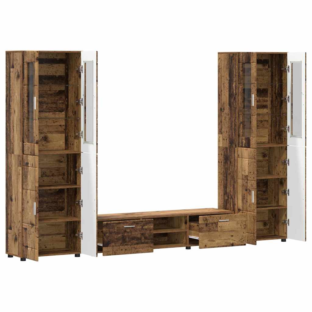 TV Cabinet Set with Shelf FLORIN 3 pcs Old Wood Engineered Wood