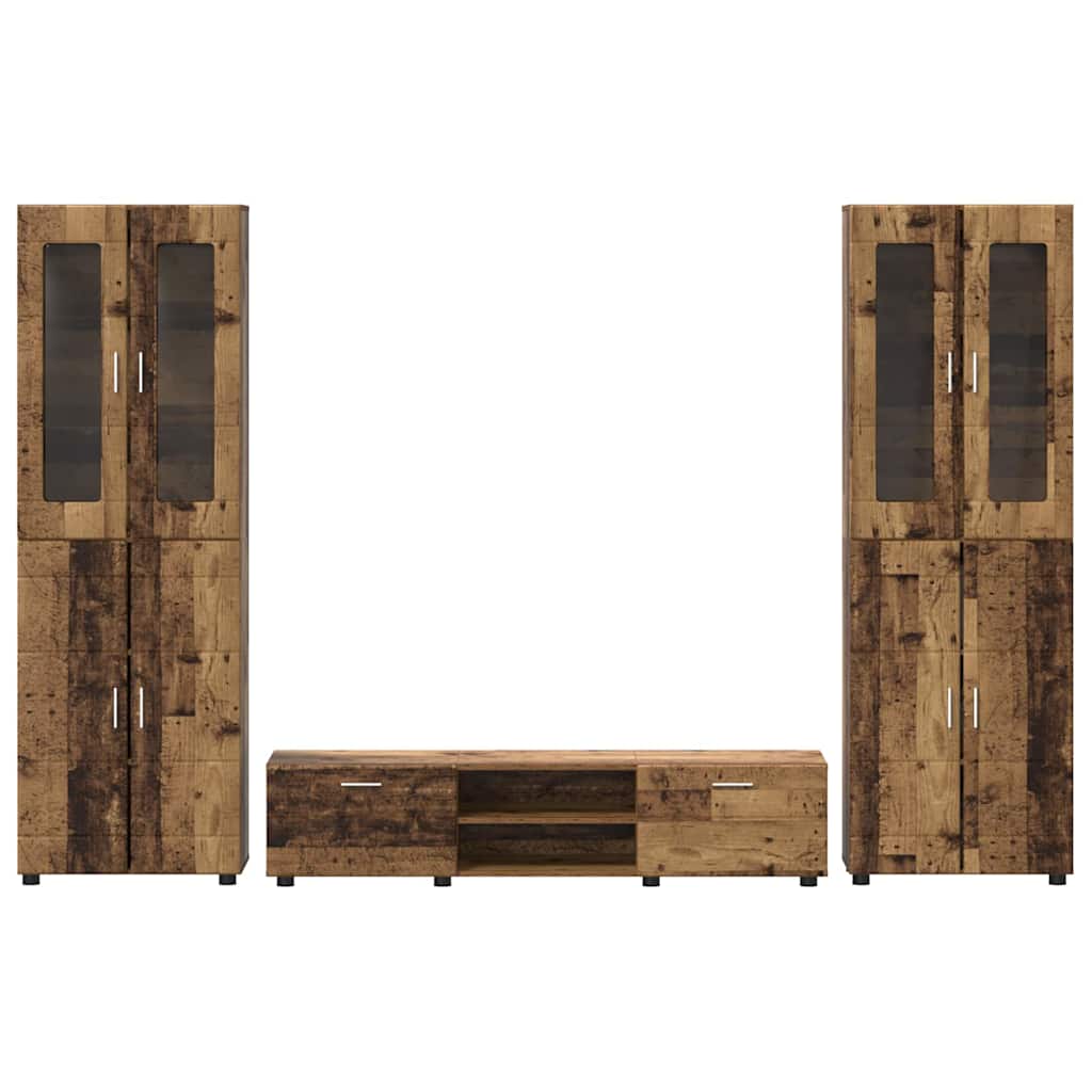 TV Cabinet Set with Shelf FLORIN 3 pcs Old Wood Engineered Wood