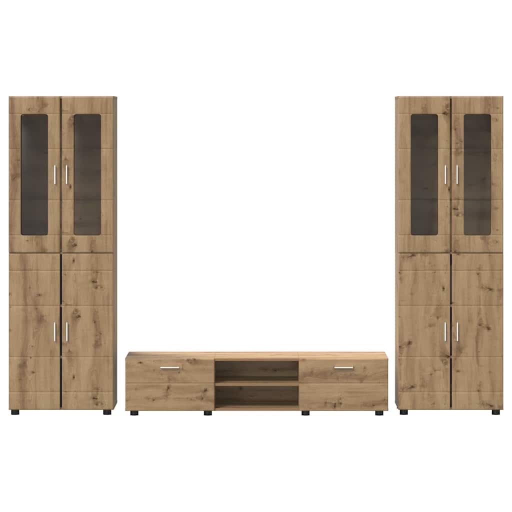 TV Cabinet Set FLORIN 3 pcs Artisan Oak Engineered Wood