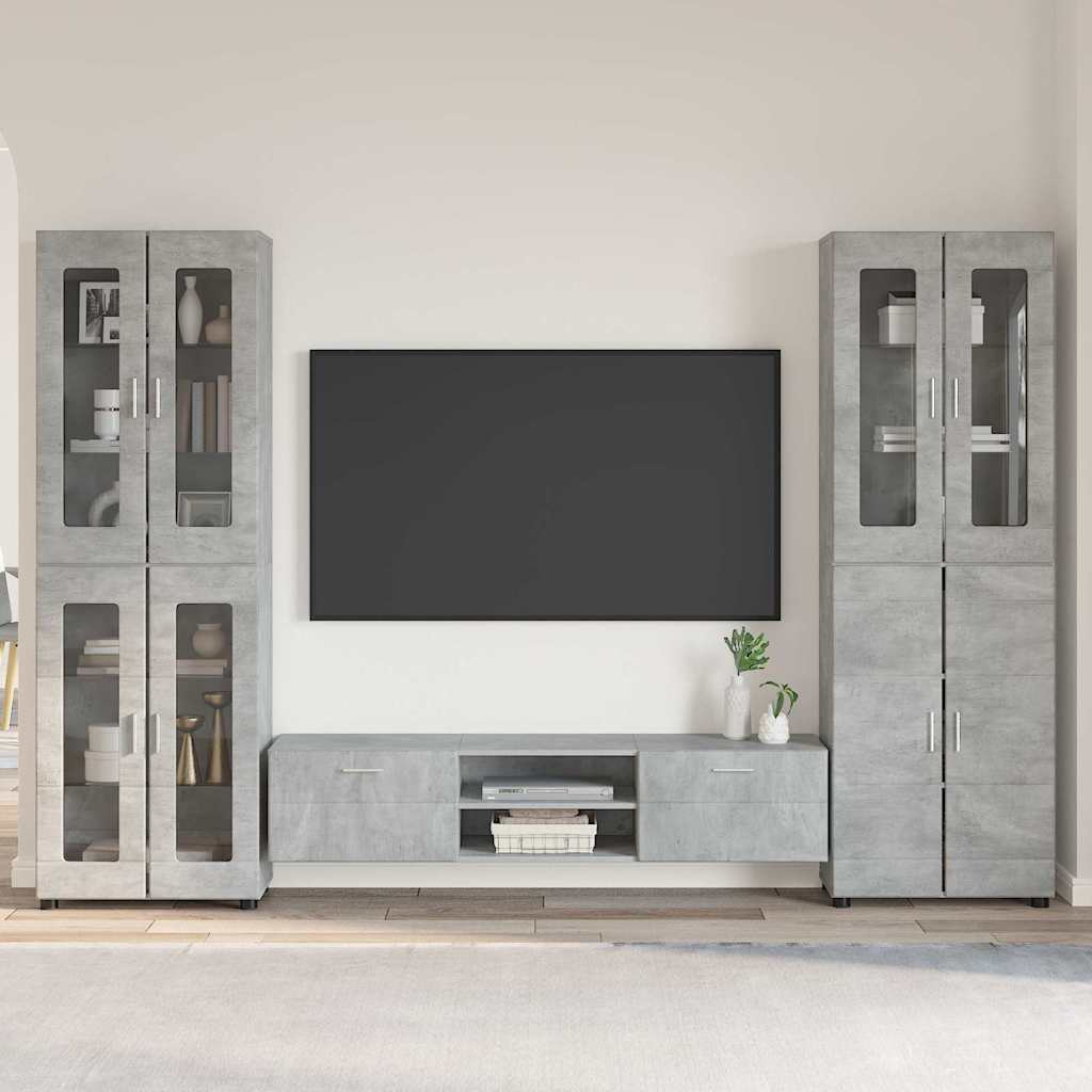 TV Cabinet Set FLORIN 3 pcs Concrete Grey Engineered Wood