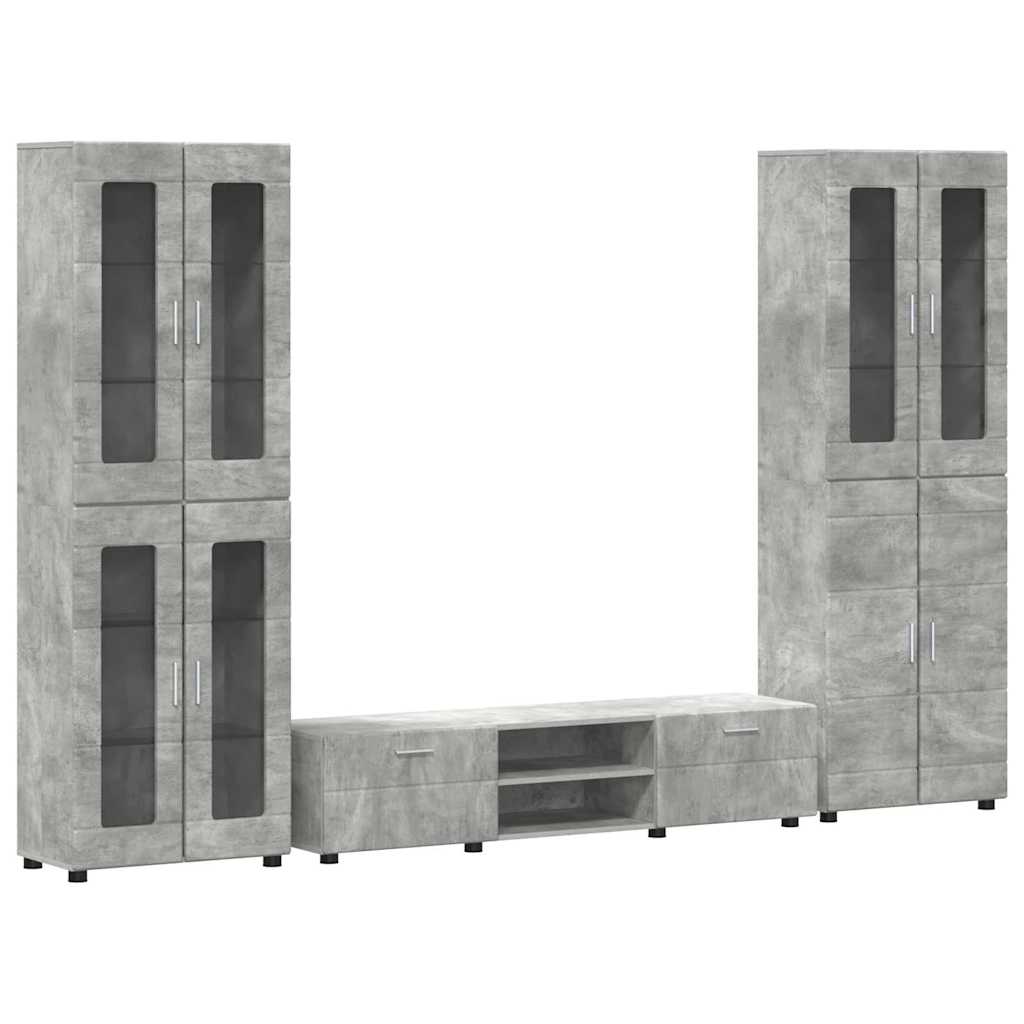 TV Cabinet Set FLORIN 3 pcs Concrete Grey Engineered Wood